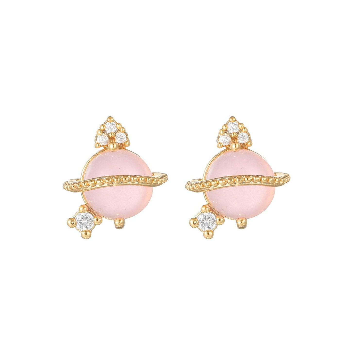 16 Pairs Pink Heart Stud Hoop Huggies Drop Earrings Set, 18K Gold Plated Stacking CZ & Pearl Designs, Planet Snowflake Moon Star | Cubic Zirconia
