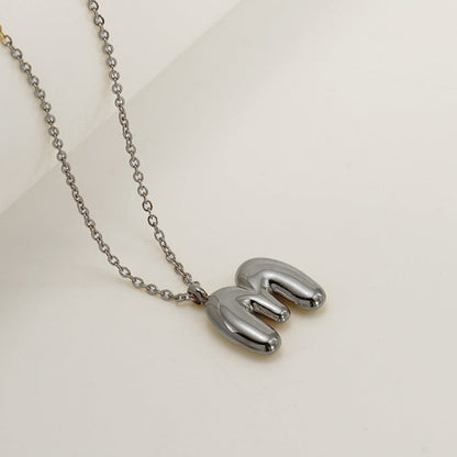 English Letter Necklace For Women Titanium Steel Bubble Glossy Finish Hausofjb