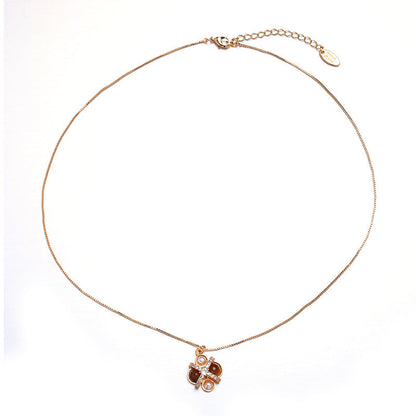 Malachite Electroplated Round Necklace Retro Fashion Jewelry Copper Zircon Hausofjb