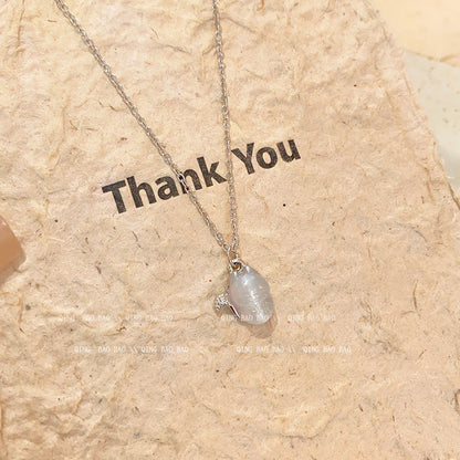 Sense Lucky Kitten Titanium Steel Necklace For Women Gold Silver Hausofjb