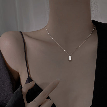 Women's Gold Bar Necklace Square Pendant Korean Style Light Luxury Hausofjb