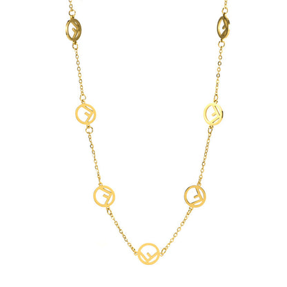 F Initial Titanium Necklace for Women Rose Gold and Gold Hausofjb