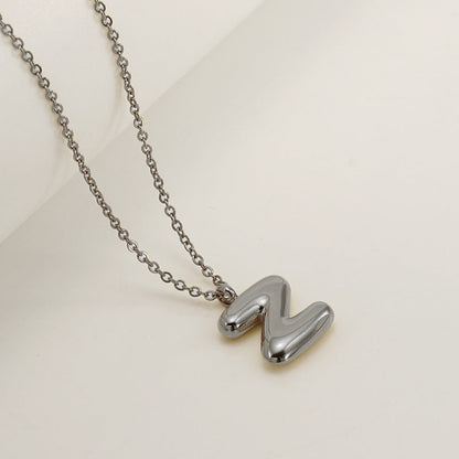 English Letter Necklace For Women Titanium Steel Bubble Glossy Finish Hausofjb