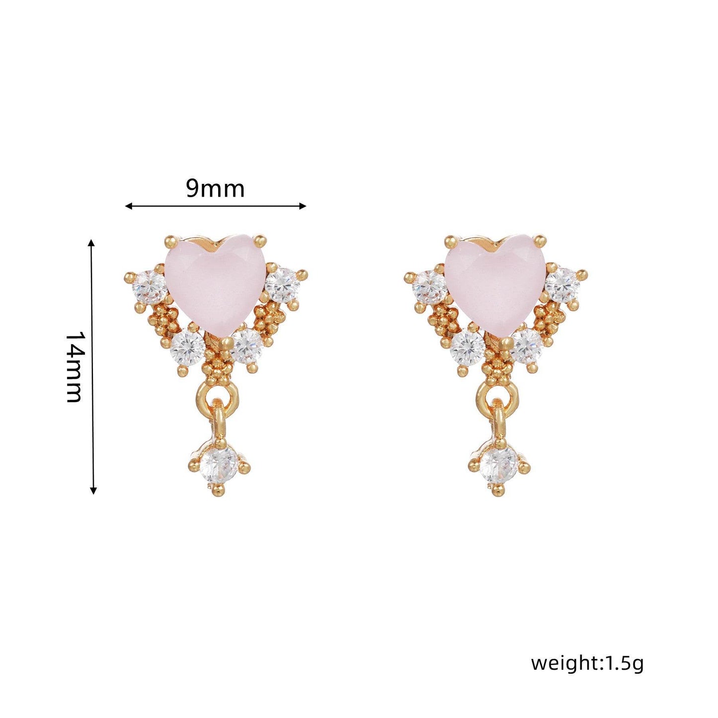16 Pairs Pink Heart Stud Hoop Huggies Drop Earrings Set, 18K Gold Plated Stacking CZ & Pearl Designs, Planet Snowflake Moon Star | Cubic Zirconia