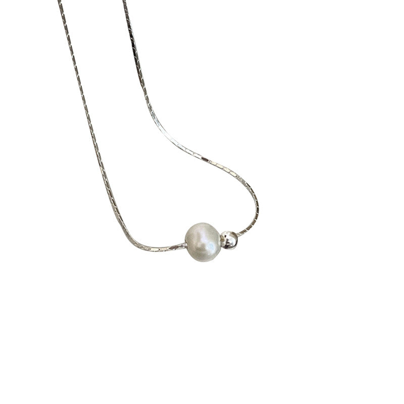 Womens Minimalist Pearl Design Clavicle Chain Necklace Premium Jewelry Hausofjb