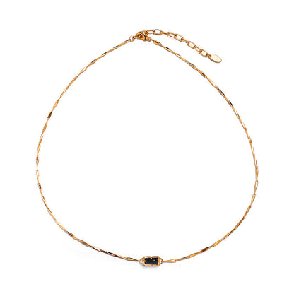 Malachite Electroplated Round Necklace Retro Fashion Jewelry Copper Zircon Hausofjb