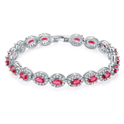 Colorful CZ Halo Tennis Chain Bracelet, Multicolor Gemstone Bridal Jewelry, Unique Pattern Gift for Her, Cubic Zirconia Bridesmaid Bracelet