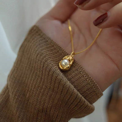 Women's Pearl Clavicle Chain Necklace Simple Elegant Pendant Hausofjb
