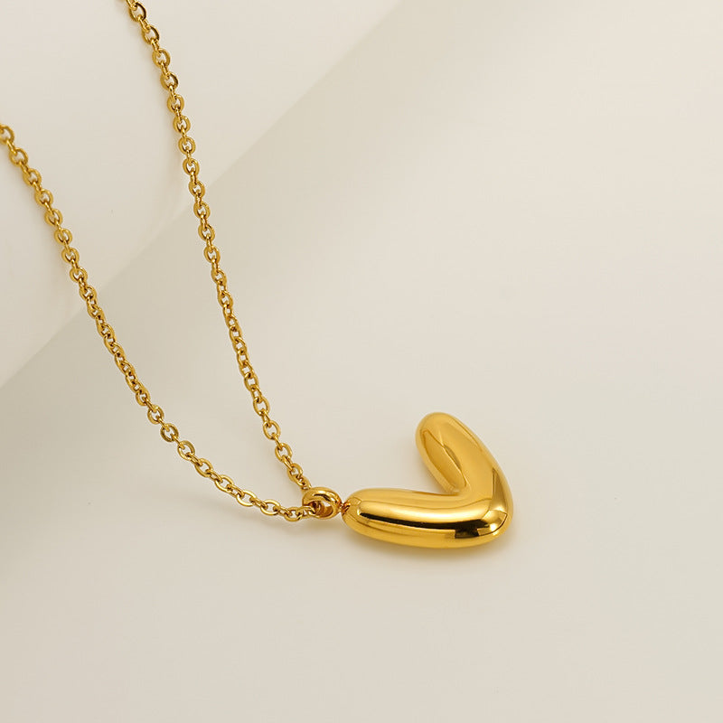English Letter Necklace For Women Titanium Steel Bubble Glossy Finish Hausofjb