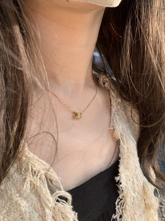 Women's Titanium Steel Clavicle Chain Necklace Square Cartoon Design Hausofjb
