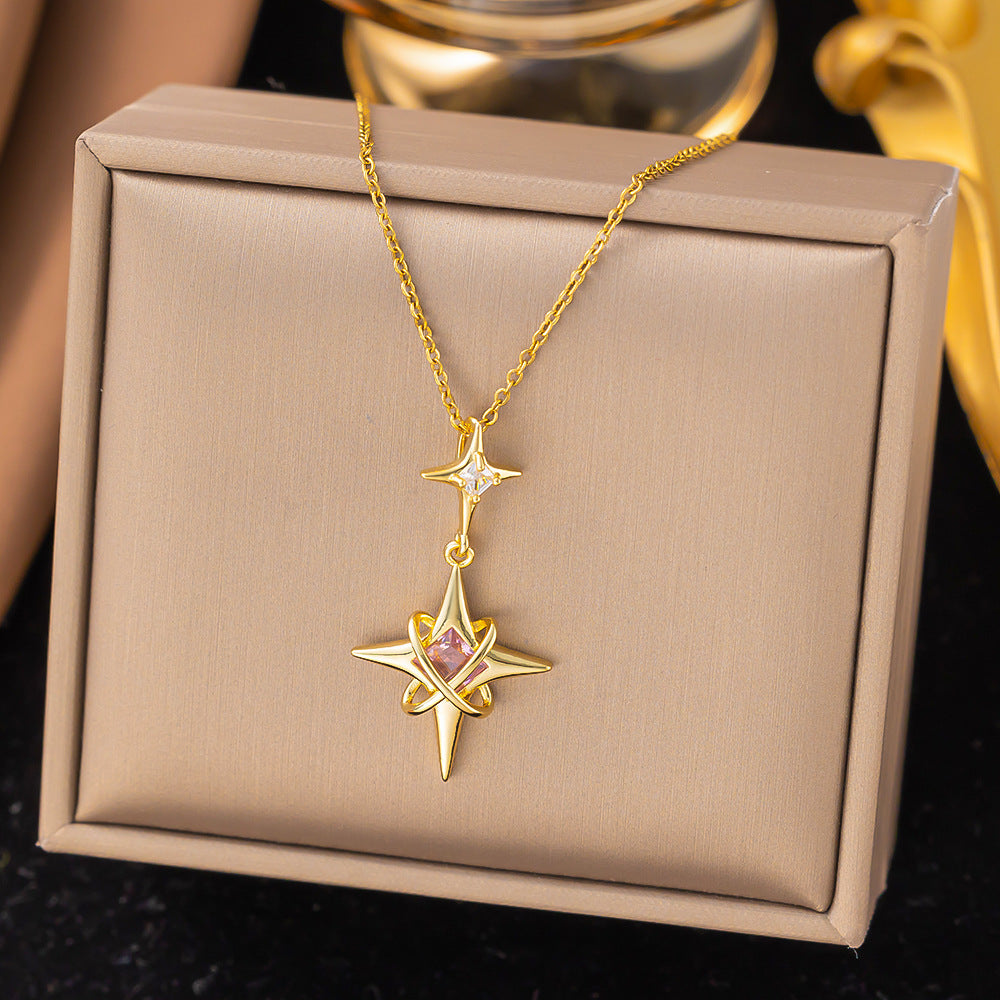 Gold Light Titanium Steel Clavicle Chain Necklace Original Design Hausofjb