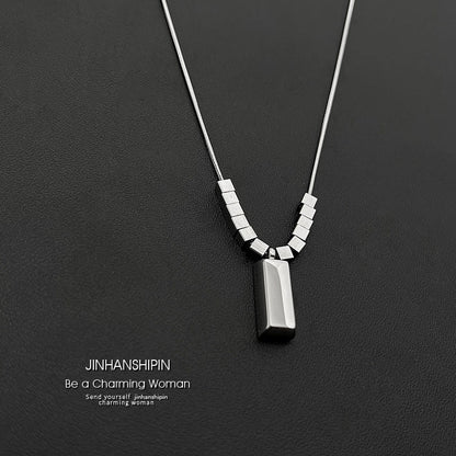 Unisex Square Sier Brick Snake Bone Necklace Titanium Steel Korean Japanese Hausofjb