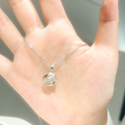Women's White Chalcedony Titanium Steel Necklace Bow Design High Grade Classic Hausofjb
