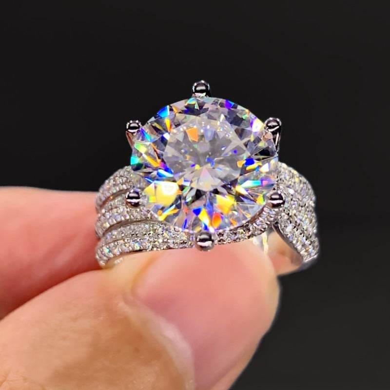 5 Carat Round-Cut Zircon Halo Ring, Triple Band Full Pave Design for Women | Cubic Zirconia