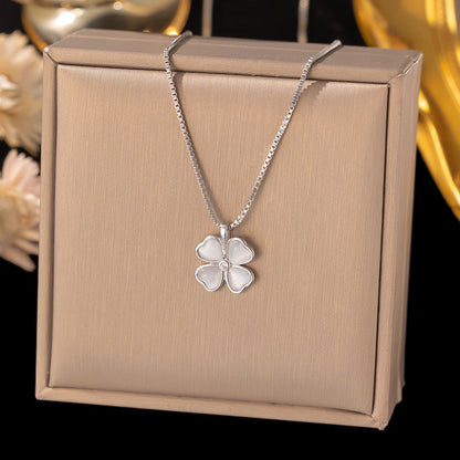 Gold Plated Titanium Steel Petal Clavicle Necklace Hausofjb