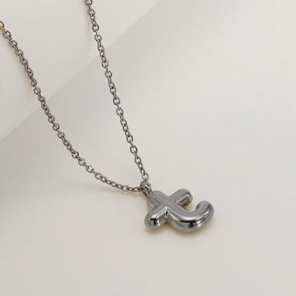 English Letter Necklace For Women Titanium Steel Bubble Glossy Finish Hausofjb