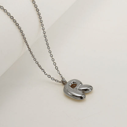 English Letter Necklace For Women Titanium Steel Bubble Glossy Finish Hausofjb