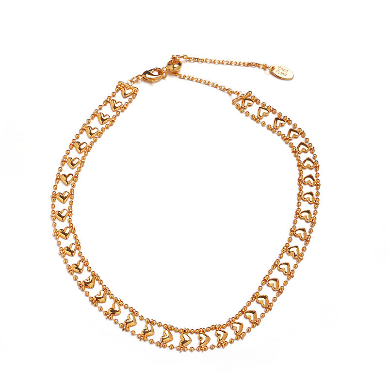 Malachite Electroplated Round Necklace Retro Fashion Jewelry Copper Zircon Hausofjb