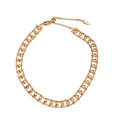 Malachite Electroplated Round Necklace Retro Fashion Jewelry Copper Zircon Hausofjb