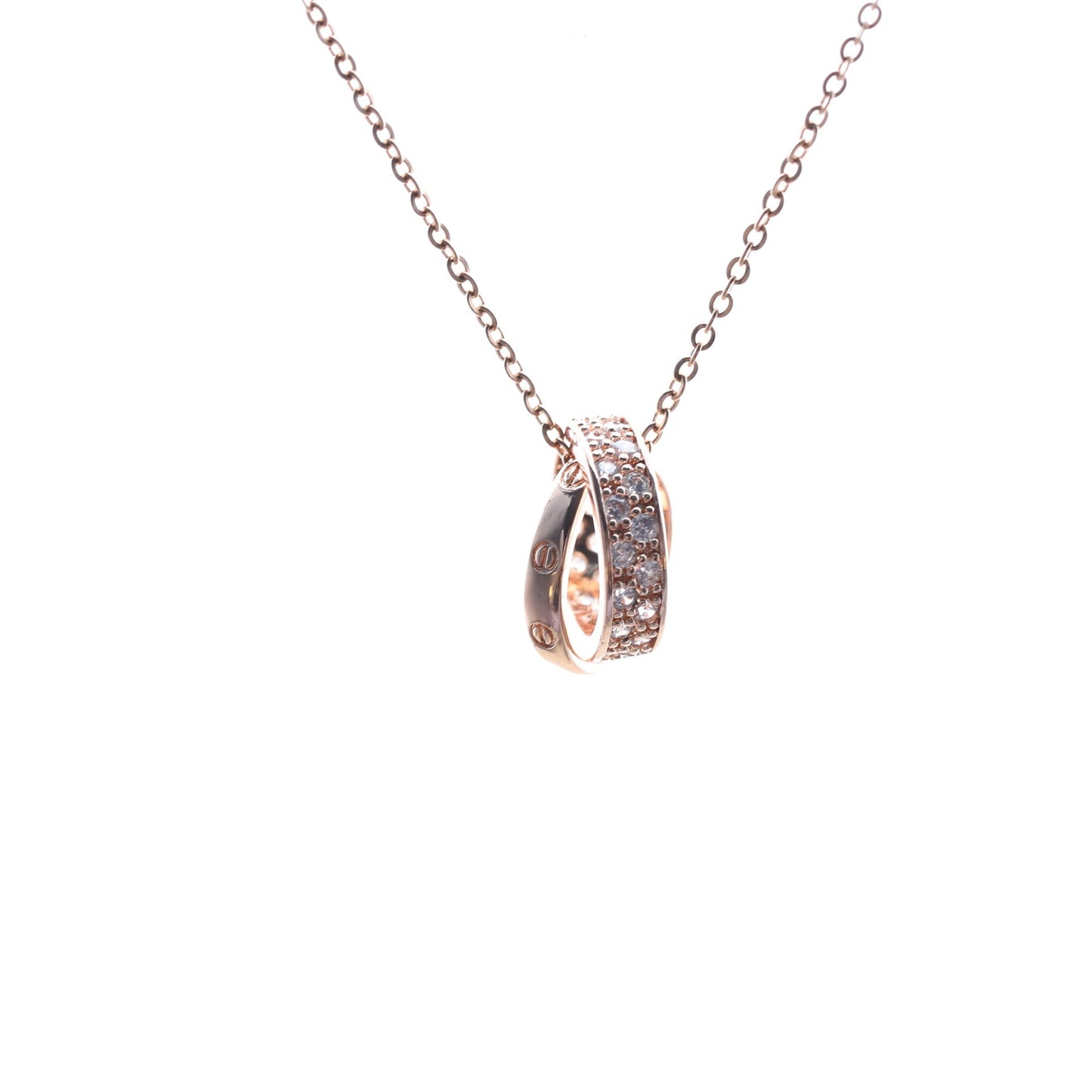 Women's Buckle Style Double Diamond Necklaces Titanium Steel Light Luxury Hausofjb