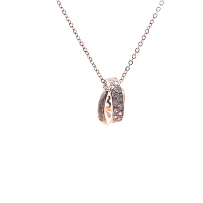Women's Buckle Style Double Diamond Necklaces Titanium Steel Light Luxury Hausofjb
