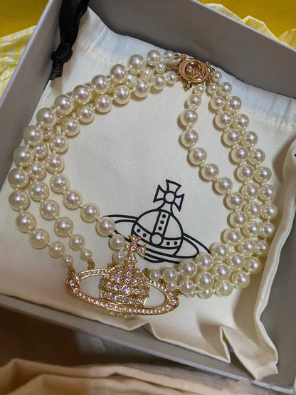 Womens Queen Mother Of The West Pearl Bead Necklace Punk Style Hausofjb