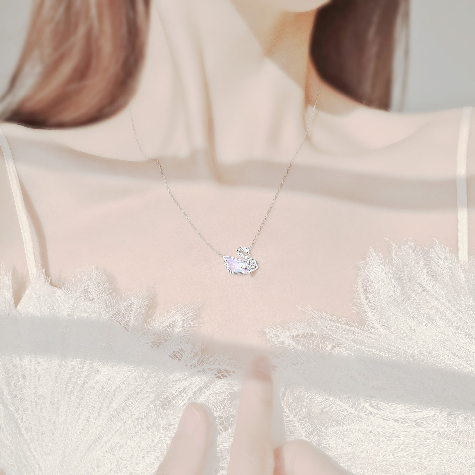 Sterling Silver Aurora Swan Necklace Original Design Hausofjb