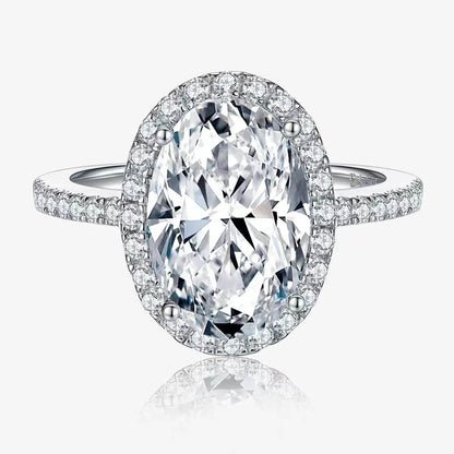 Dazzling 4 Carat Oval-Cut CZ Halo Adjustable Ring with Pave Band, Cubic Zirconia Luxury Design for Men and Women
