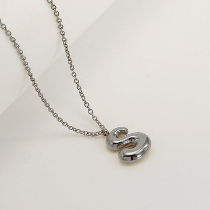 English Letter Necklace For Women Titanium Steel Bubble Glossy Finish Hausofjb
