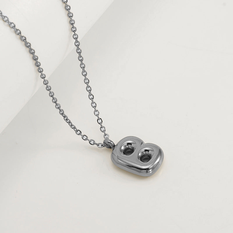 English Letter Necklace For Women Titanium Steel Bubble Glossy Finish Hausofjb