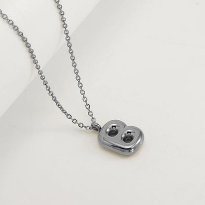 English Letter Necklace For Women Titanium Steel Bubble Glossy Finish Hausofjb