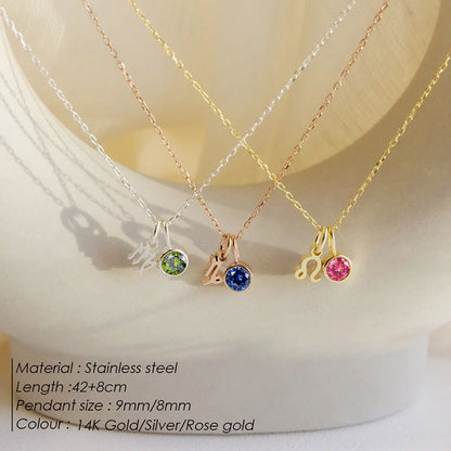 Birthstone Constellation Pendant Necklace For Women Titanium Steel Hausofjb