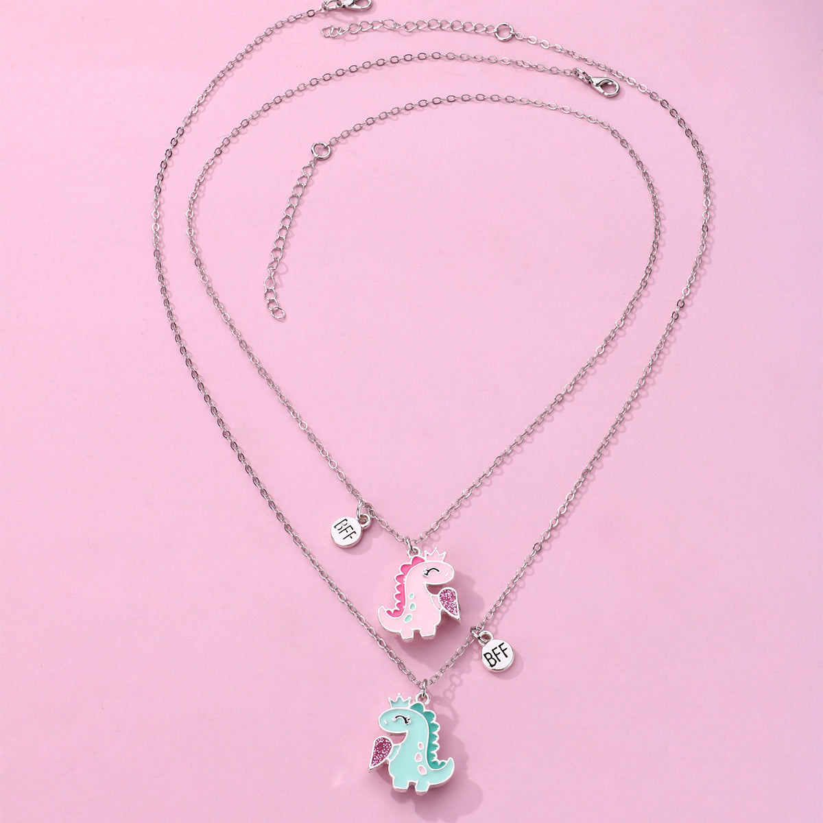 Crown Small Dinosaur Alloy Magnetic Necklace Unisex Love Pendant Hausofjb
