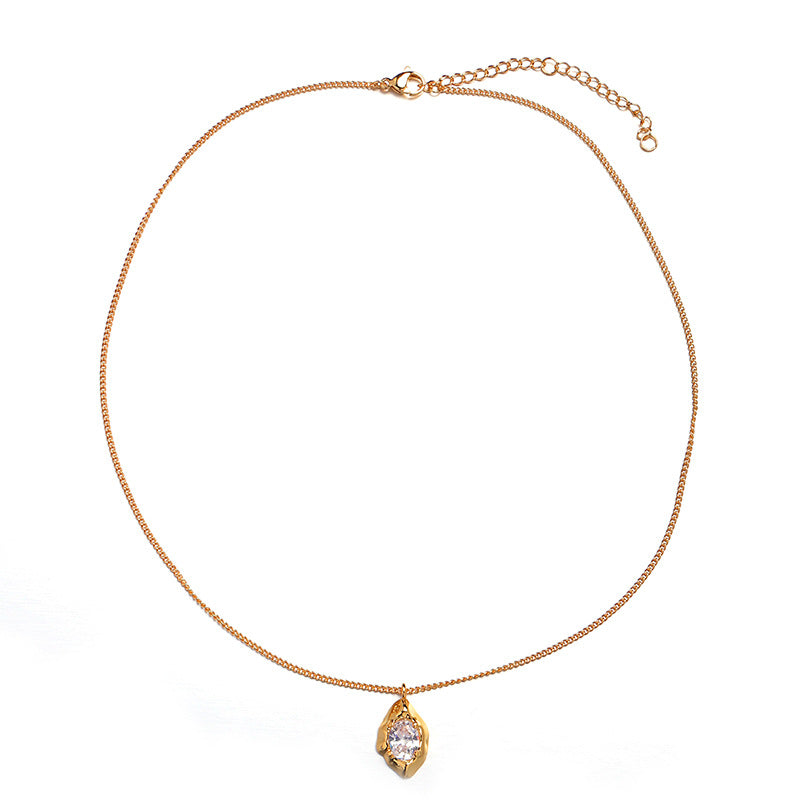 Malachite Electroplated Round Necklace Retro Fashion Jewelry Copper Zircon Hausofjb