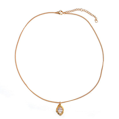 Malachite Electroplated Round Necklace Retro Fashion Jewelry Copper Zircon Hausofjb