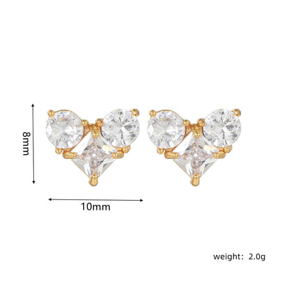 16 Pairs Pink Heart Stud Hoop Huggies Drop Earrings Set, 18K Gold Plated Stacking CZ & Pearl Designs, Planet Snowflake Moon Star | Cubic Zirconia