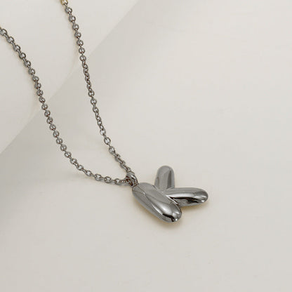 English Letter Necklace For Women Titanium Steel Bubble Glossy Finish Hausofjb