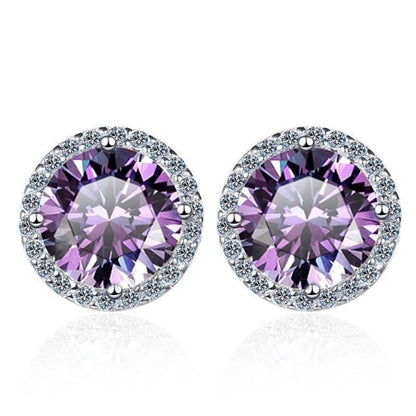 S925 Multicolor Moissanite Halo Stud Earrings, Sterling Silver 10 Color Round-Cut Certificated Moissanite Jewelry for Men & Women, Simple & Stylish Gift for Wedding, Birthday, Anniversary