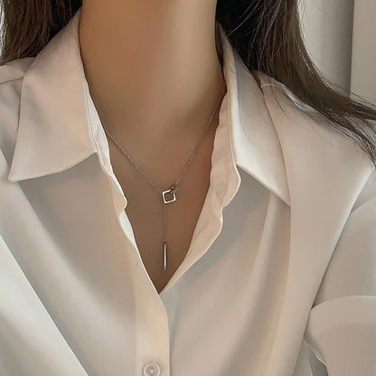 Titanium Steel Tassel Clavicle Chain Necklace For Women Light Luxury Hausofjb