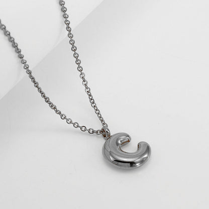 English Letter Necklace For Women Titanium Steel Bubble Glossy Finish Hausofjb