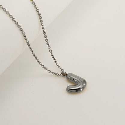 English Letter Necklace For Women Titanium Steel Bubble Glossy Finish Hausofjb