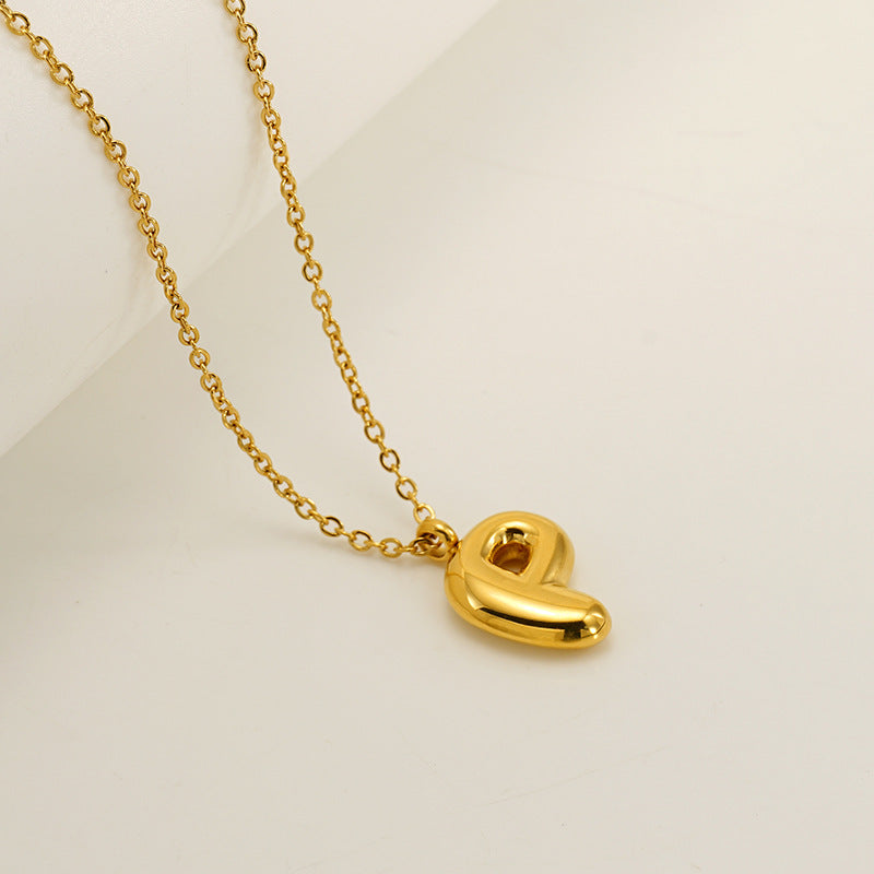 English Letter Necklace For Women Titanium Steel Bubble Glossy Finish Hausofjb