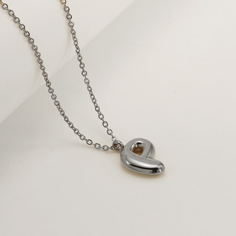 English Letter Necklace For Women Titanium Steel Bubble Glossy Finish Hausofjb