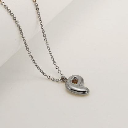 English Letter Necklace For Women Titanium Steel Bubble Glossy Finish Hausofjb