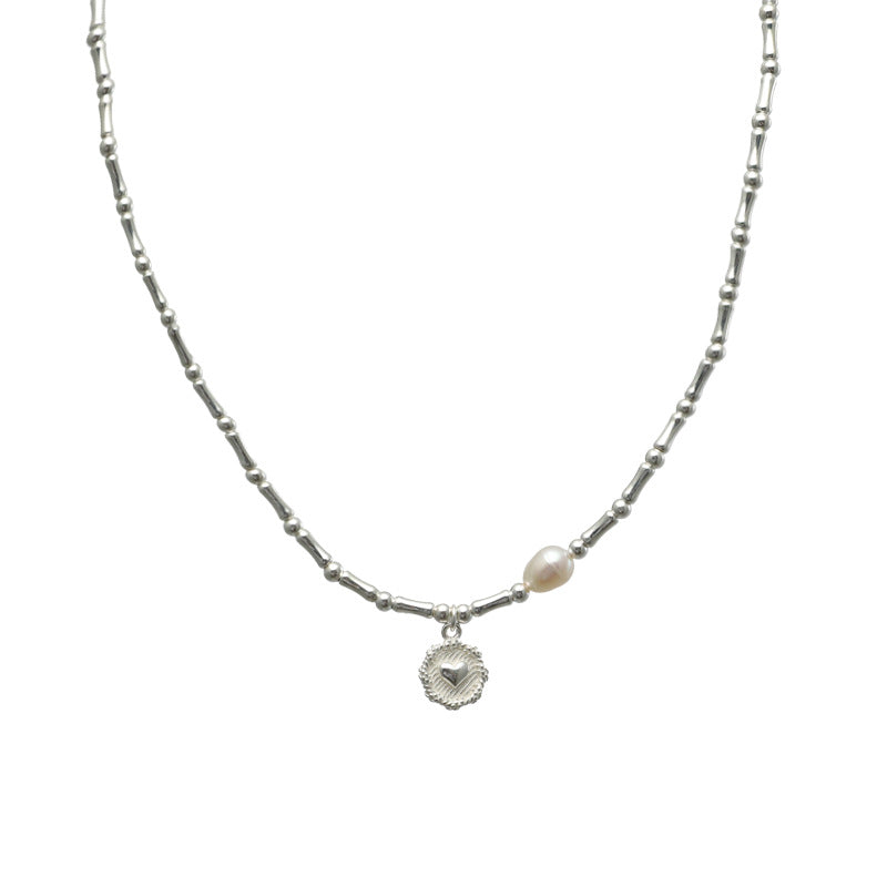 Sterling Silver Heart Necklace Handmade INS Style Love Jewelry Hausofjb