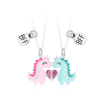 Crown Small Dinosaur Alloy Magnetic Necklace Unisex Love Pendant Hausofjb
