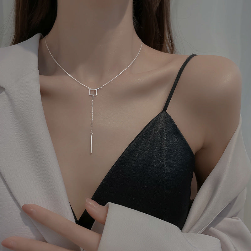 Geometric One Word Necklace For Women Light Luxury Japanese Korean Style Hausofjb