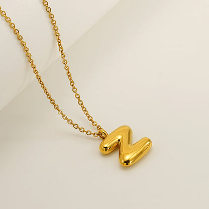 English Letter Necklace For Women Titanium Steel Bubble Glossy Finish Hausofjb