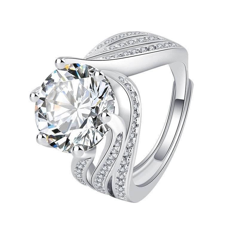 5 Carat Round-Cut Zircon Halo Ring, Triple Band Full Pave Design for Women | Cubic Zirconia