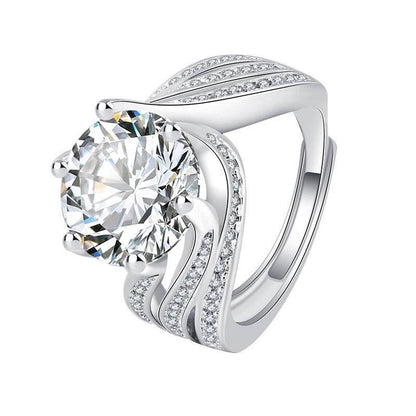 5 Carat Round-Cut Zircon Halo Ring, Triple Band Full Pave Design for Women | Cubic Zirconia